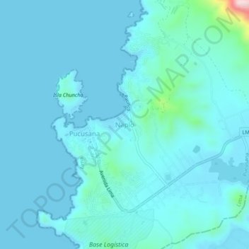 Mapa topográfico Naplo, altitud, relieve