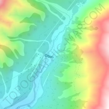 Mapa topográfico Central Cipreses, altitud, relieve