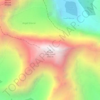 Mapa topográfico Mount Edith Cavell, altitud, relieve
