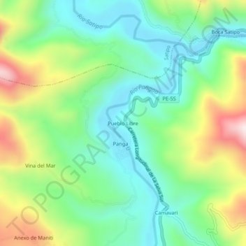 Mapa topográfico Pueblo Libre, altitud, relieve