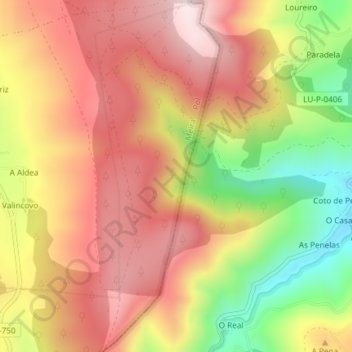 Mapa topográfico Romeor, altitud, relieve