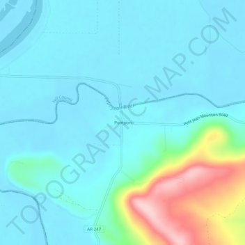 Mapa topográfico Pontoon, altitud, relieve