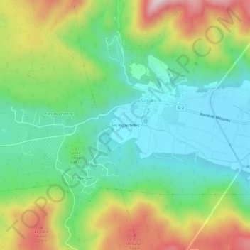 Mapa topográfico Les Rigaudelles, altitud, relieve