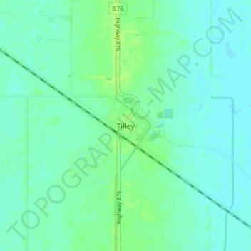 Mapa topográfico Tilley, altitud, relieve