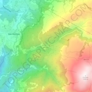 Mapa topográfico Senhora do Desterro, altitud, relieve