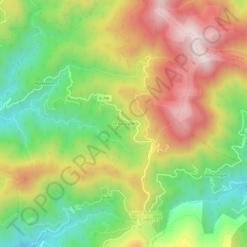 Mapa topográfico Le Bousquet, altitud, relieve