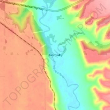Mapa topográfico Harrowby, altitud, relieve