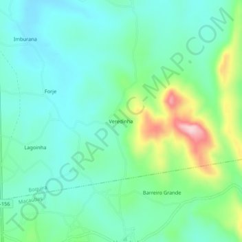 Mapa topográfico Veredinha, altitud, relieve