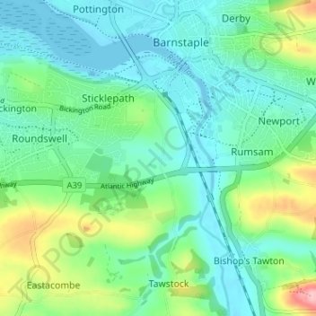 Mapa topográfico Lake, altitud, relieve
