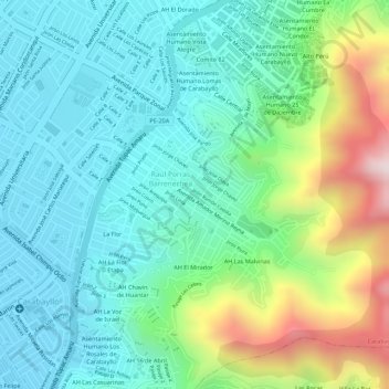 Mapa topográfico 75, altitud, relieve