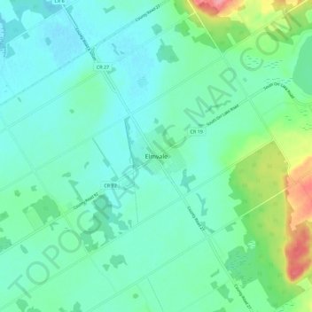 Mapa topográfico Elmvale, altitud, relieve