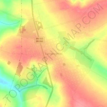 Mapa topográfico Bandeirantes, altitud, relieve