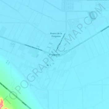 Mapa topográfico Progreso, altitud, relieve
