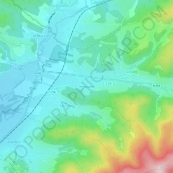 Mapa topográfico Herbaupaire, altitud, relieve