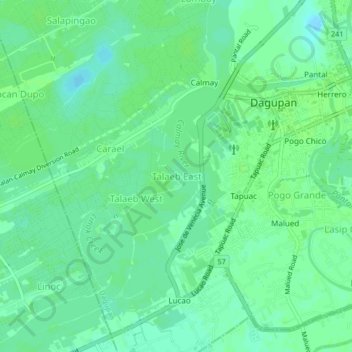 Mapa topográfico Talaeb East, altitud, relieve