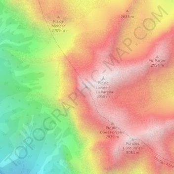 Mapa topográfico Lavarela de Fora, altitud, relieve