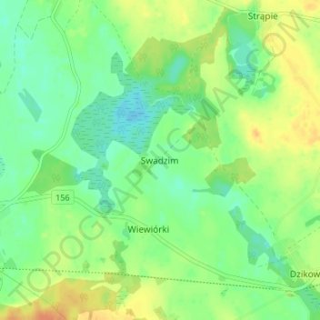 Mapa topográfico Swadzim, altitud, relieve