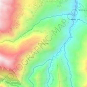 Mapa topográfico Rosaspata, altitud, relieve