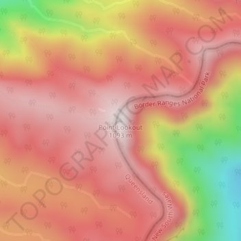 Mapa topográfico Point Lookout, altitud, relieve