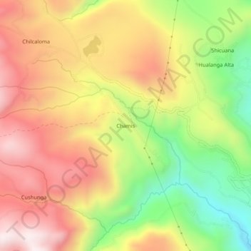 Mapa topográfico Chamis, altitud, relieve