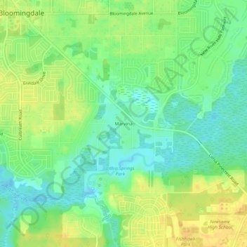 Mapa topográfico Marvina, altitud, relieve