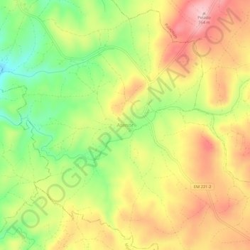 Mapa topográfico Atenor, altitud, relieve