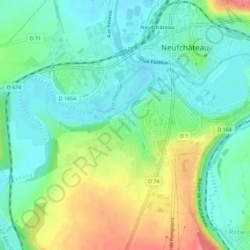 Mapa topográfico Noncourt, altitud, relieve