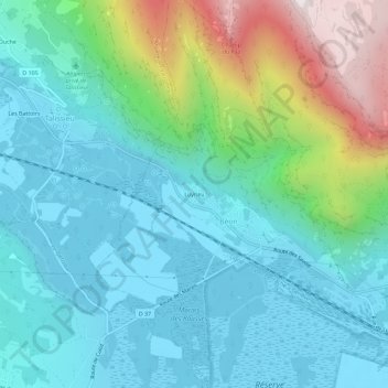 Mapa topográfico Luyrieu, altitud, relieve