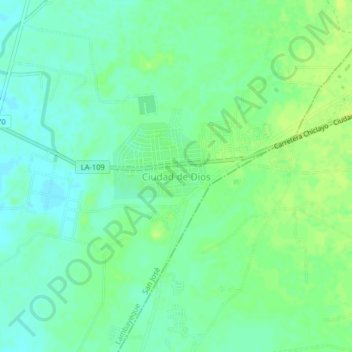 Mapa topográfico Ciudad de Dios, altitud, relieve