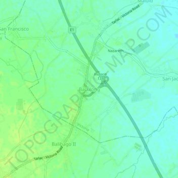Mapa topográfico Baculong, altitud, relieve