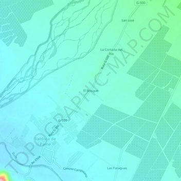 Mapa topográfico El Bosque, altitud, relieve