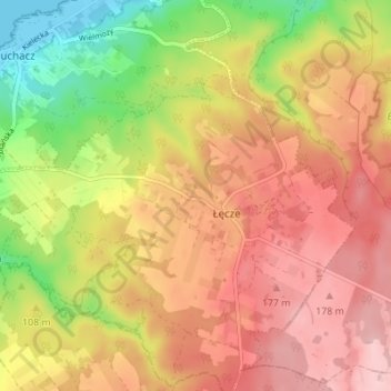 Mapa topográfico Lenzen, altitud, relieve