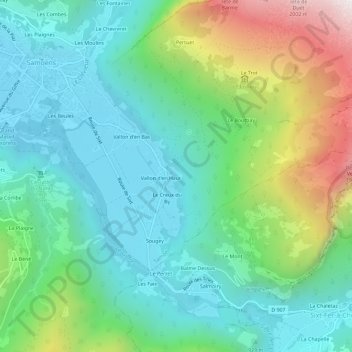 Mapa topográfico Les Traversants, altitud, relieve
