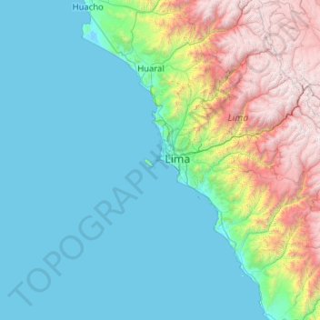 Mapa topográfico Provincia Constitucional del Callao, altitud, relieve