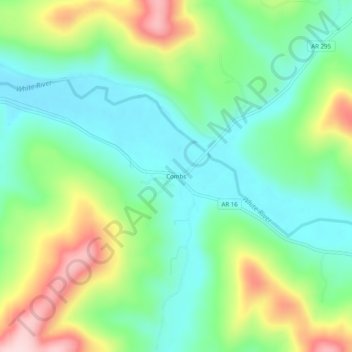 Mapa topográfico Combs, altitud, relieve
