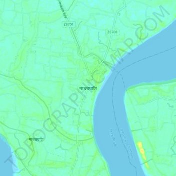 Mapa topográfico Patharghata, altitud, relieve