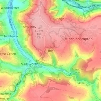 Mapa topográfico Box, altitud, relieve