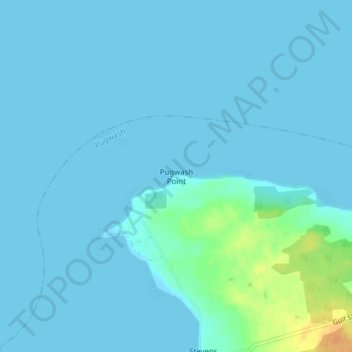 Mapa topográfico Pugwash Point, altitud, relieve