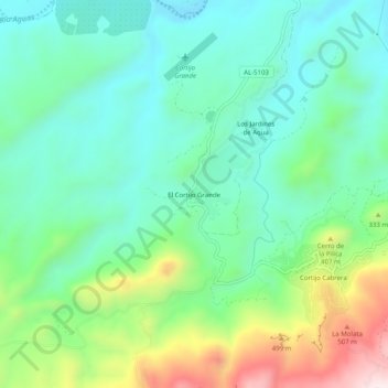 Mapa topográfico El Cortijo Grande, altitud, relieve