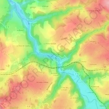 Mapa topográfico La Roche Etroite, altitud, relieve