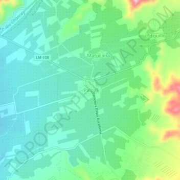 Mapa topográfico Palpa, altitud, relieve