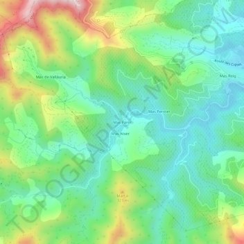 Mapa topográfico Mas Parer, altitud, relieve