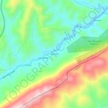 Mapa topográfico Burdine, altitud, relieve