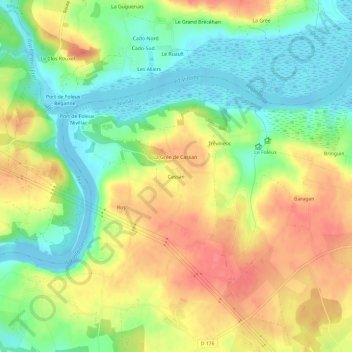 Mapa topográfico Cassan, altitud, relieve