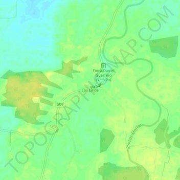 Mapa topográfico Los Lirios, altitud, relieve