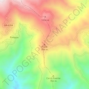 Mapa topográfico Fraile, altitud, relieve