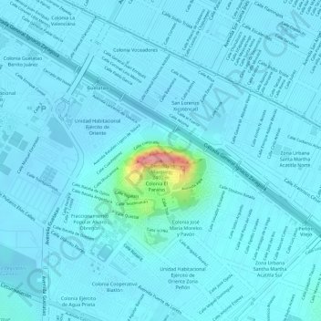 Mapa topográfico Cerro del Marquez, altitud, relieve