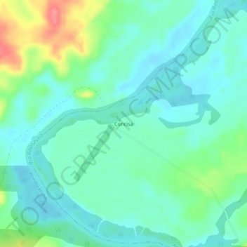 Mapa topográfico Concisa, altitud, relieve