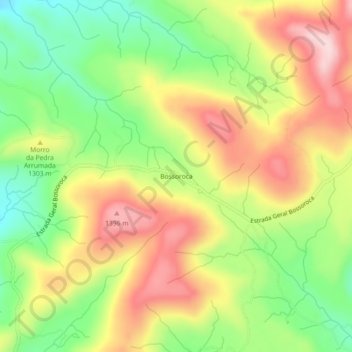 Mapa topográfico Bossoroca, altitud, relieve