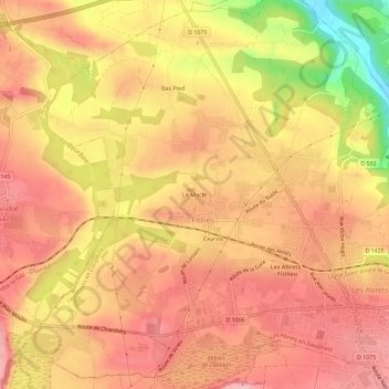 Mapa topográfico Le Macle, altitud, relieve